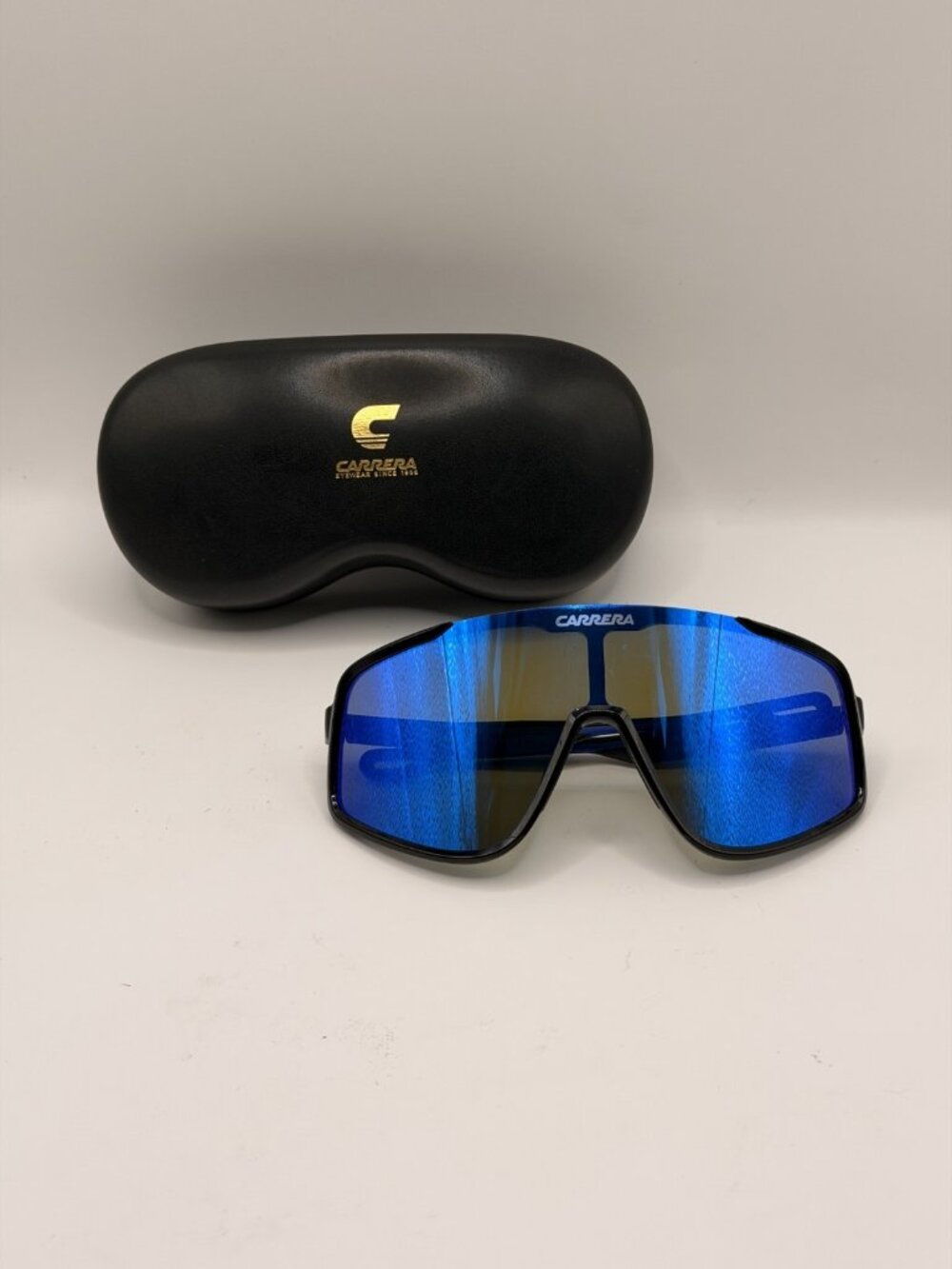New CARRERA Black Blue Mirrored Oversized Framed Sunglasses